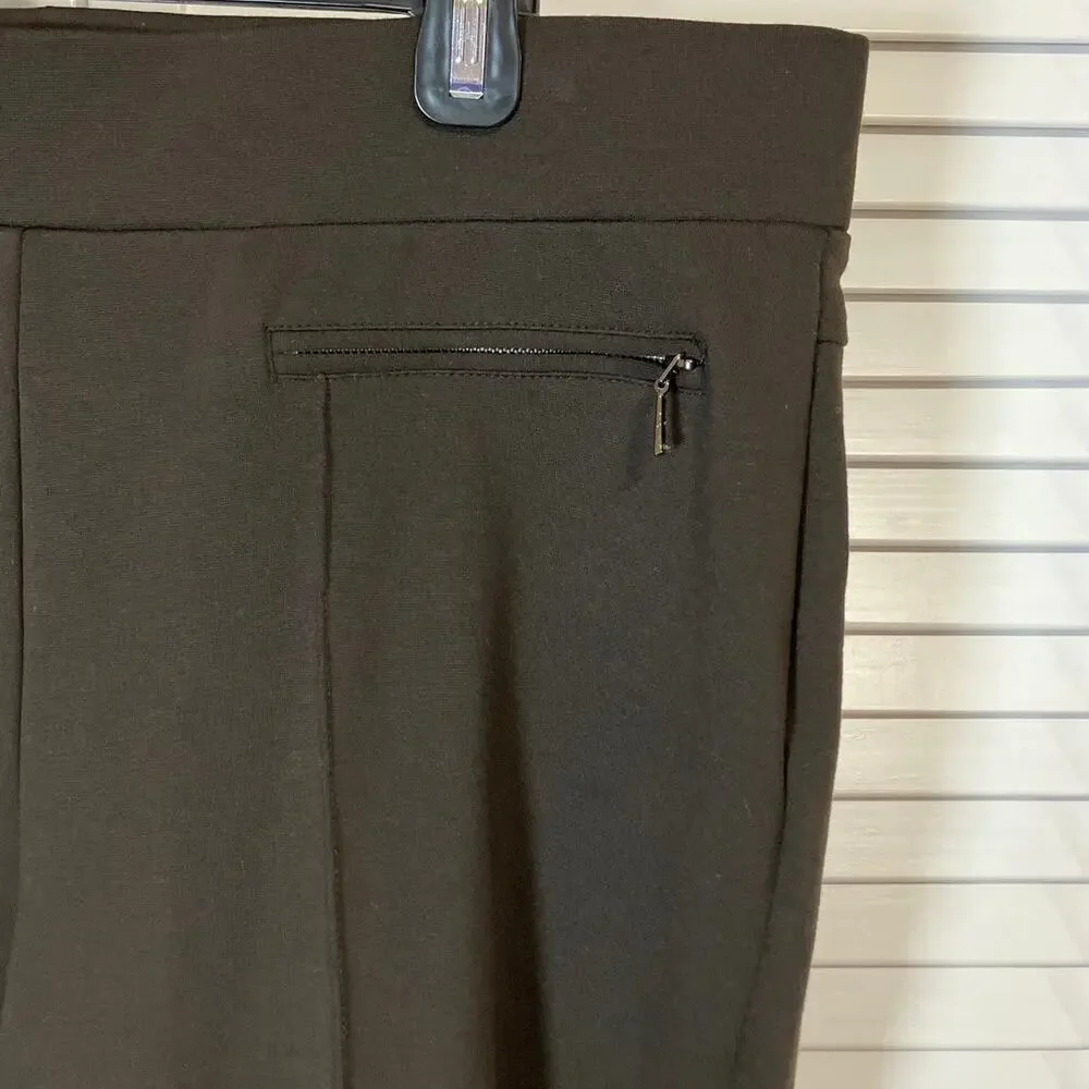 Rafaella Classic Brown Pleated Elastic Waist Pants 16